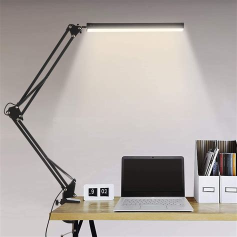 Led Desk Lamp With Clamp 14w Swing Arm Desk Lamp Eye Caring Dimmable