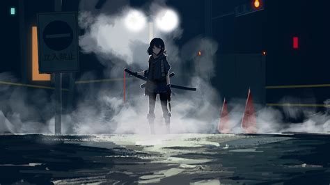 Assassin Anime Girl With Sword 4k Wallpaper 4k