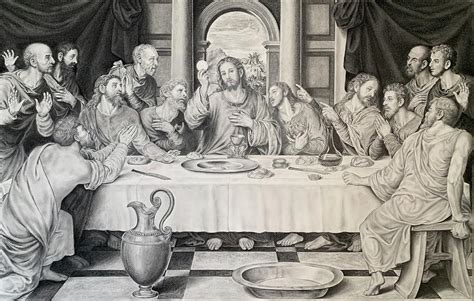 Last Supper Reproduction Drawing By Ust Art Pixels