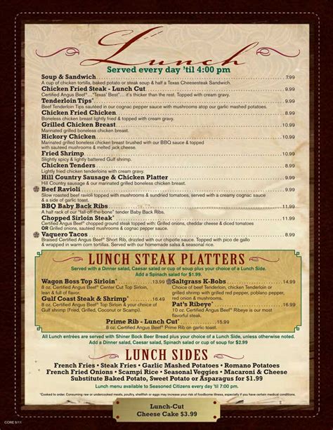 Share your steak pics with us by using the tag #saltgrass! Saltgrass Steakhouse Restaurant Menu on the Riverwalk in ...