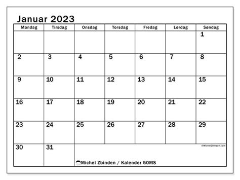 Kalender Januar 2023 Til Print “50ms” Michel Zbinden Da