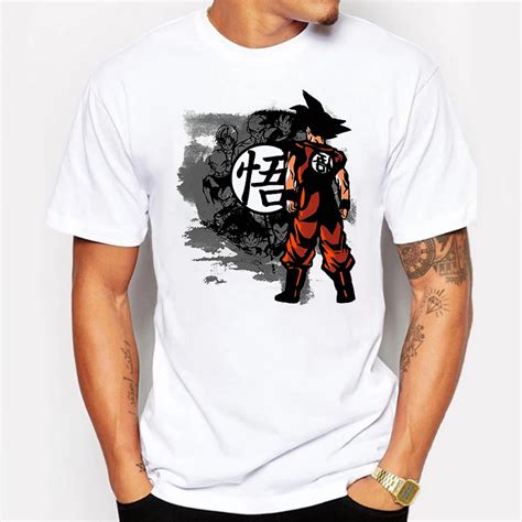 Super Saiyan Son Goku Printing T Shirt Men Japan Anime Dragon Ball Z T Shirt Together They Fight