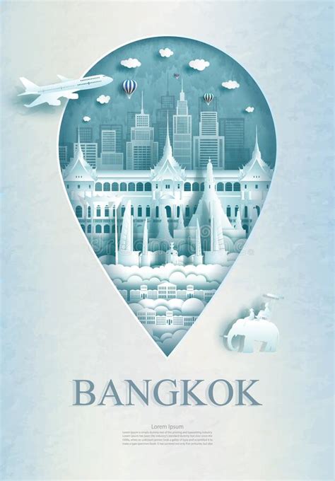 Travel Bangkok Monument Pin In Thailand With Ancient Architecture Stock