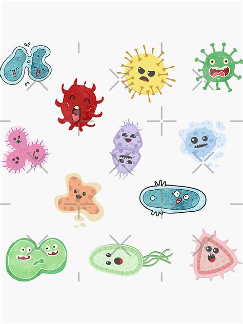 Cute Microbes Bacteria Virus Ecoli Microbiology Pattern Sticker By