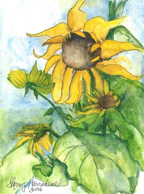 Wild Sunflowers Painting By Sherry Harradence Wild Sunflowers Fine
