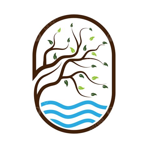 Botanic Logo Nature Green Tree Leaf River Illustration Botanic Logo