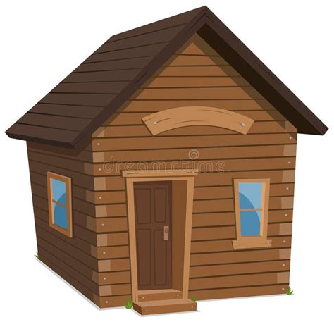 Wood House Lifestyle Illustration Of A Simple Cartoon Spring Or Winter