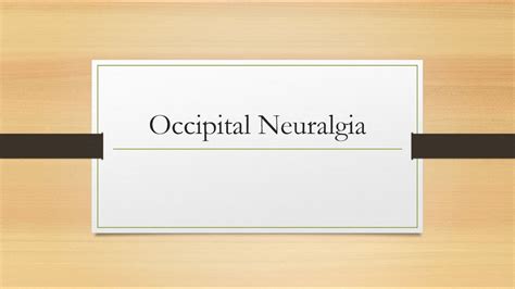 Occipital Neuralgia Youtube
