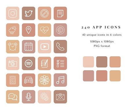 Try it out and use the shortcuts app to customize your home screen and make your iphone a flashy, specifically customized phone. 240 iOS 14 App Icons Pack - 40 Apps in 6 Colors, Aesthetic ...