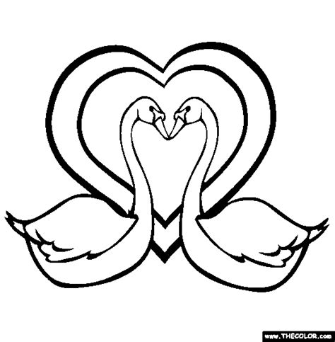 Swans Coloring Page Free Swans Online Coloring Valentines Day