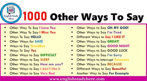1000 Other Ways To Say English Grammar Notes English Language Learning