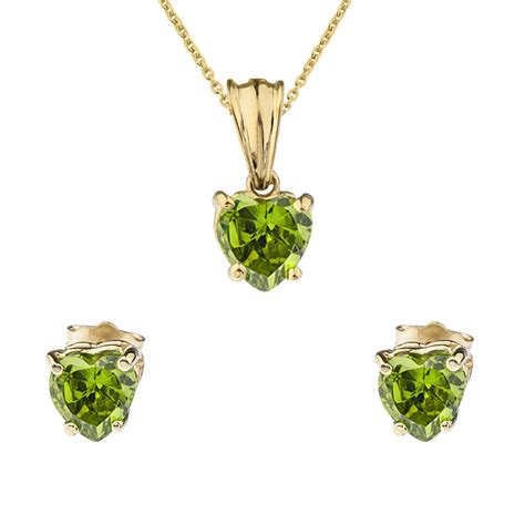 10k Yellow Gold Heart August Birthstone Peridot Lcp Pendant Necklace