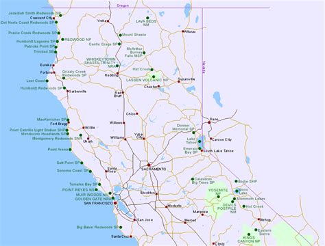 Northern California Map Cities Hiking In Map