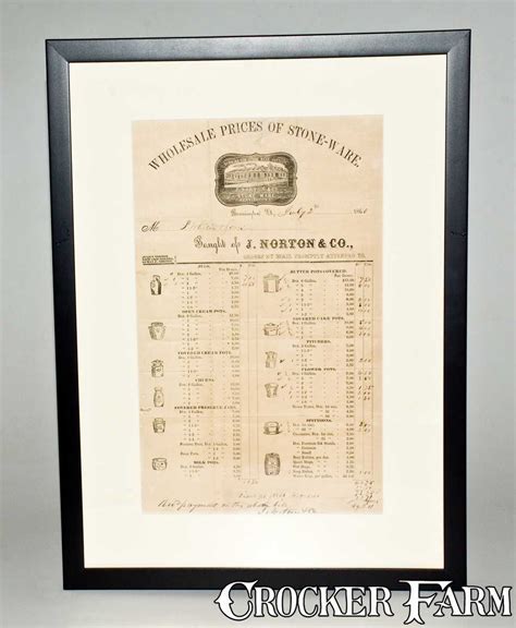 For further information, contact us by phone, mail, or email. Framed J. Norton & Co, Bennington, VT, Stoneware Price ...