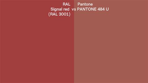 Ral Signal Red Ral 3001 Vs Pantone 484 U Side By Side Comparison