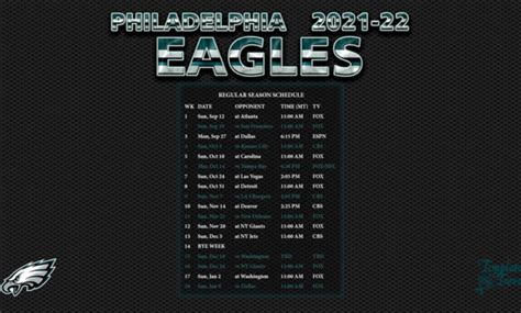 Printable Eagles Schedule 2022 Free Printable Source