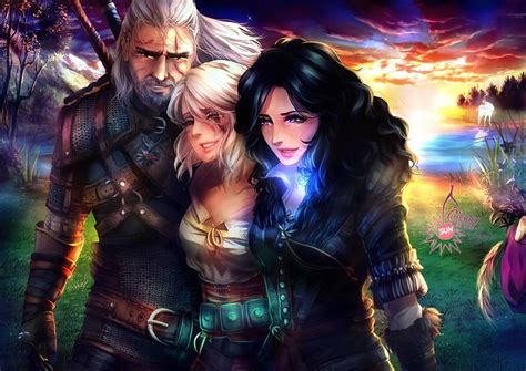 Ciri Yennefer And Geralt Of Rivia The Witcher And 1 More Drawn By