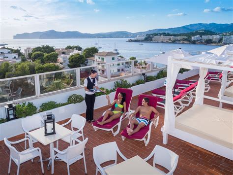 Bahia del sol's beach is clean and quiet with a view that stretches for miles along the coast. Roof Terrace Bahia del Sol. Santa Ponsa. Mallorca. http ...