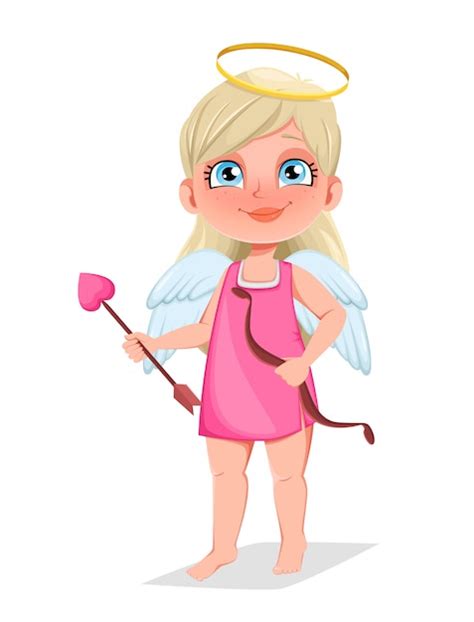 Premium Vector Cupid Girl With Bow And Love Arrow