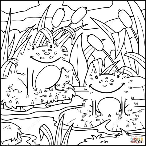 Unlike the easier ones, the these extreme dot to dot printables befit adults. Two Frogs dot to dot | Free Printable Coloring Pages