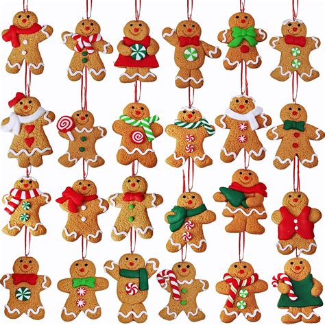 Winlyn Set Of 24 Christmas Gingerbread Ornaments Bulk Clay