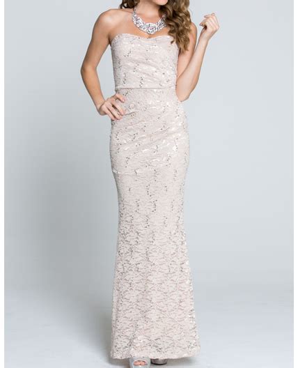 Shop Lace Formal Dress Miami Champagne Evening Dress Miami Black Lace Strapless Formal Dress