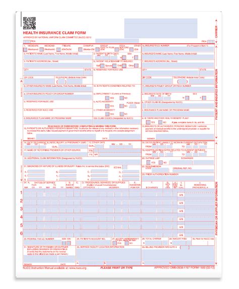 Cms 1500 Form Template Download Free Free Printable Templates