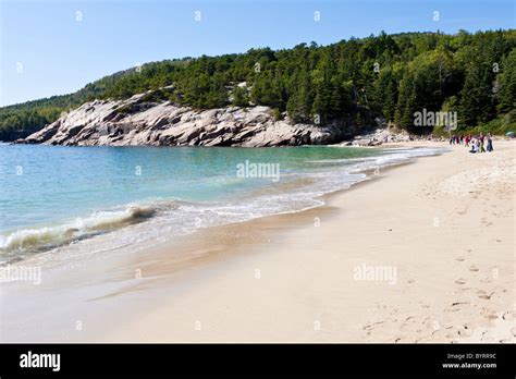 Sand Beach In Acadia National Park Near Bar Harbor Maine Stock Photo