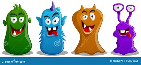 Happy Silly Cute Monsters Set Stock Vector Illustration Of Humor