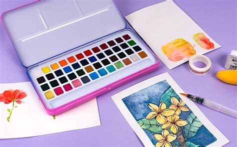 Meiliang Watercolor Paint Set 48 Vivid Colors Includes12 Metallic