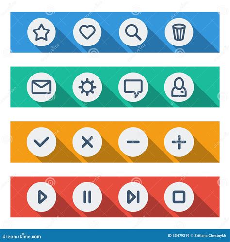 Flat Ui Design Elements Set Of Basic Web Icons Stock Vector