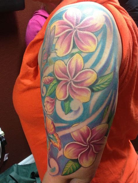 Sleeve tattoos allow guys to bring some of the best tattoo ideas to life. Plumeria tattoo I did | Hibiscus and plumeria tattoo ...
