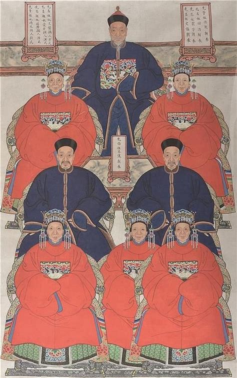 A Large Chinese Ancestor Group Portrait Late 19th Century