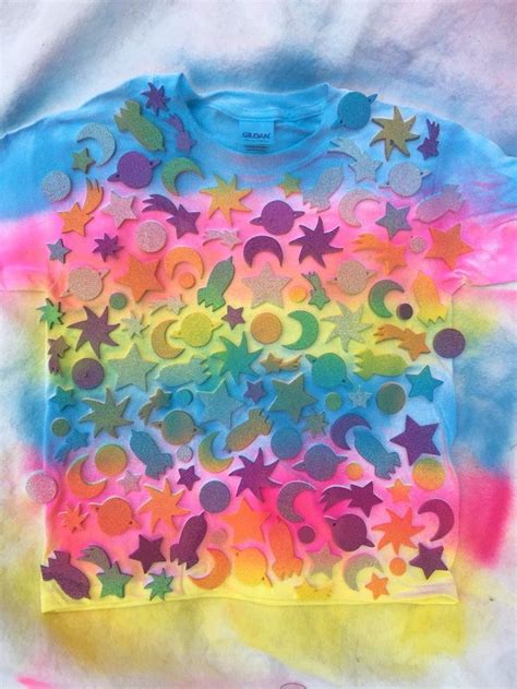 Easy Diy Sticker Resist Space T Shirt With Fabric Spray Paint For Kids