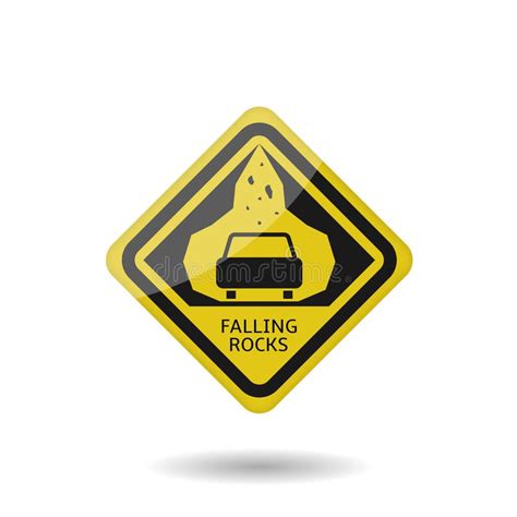 Danger Falling Stones Icon Falling Rocks Warning Traffic