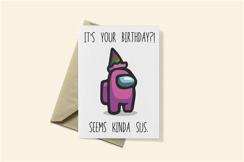 Among Us Birthday Card Customisable Among Us Inspired Card Etsy