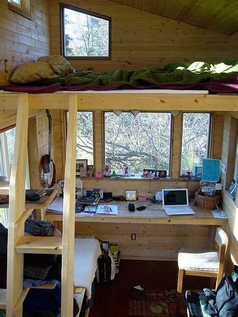 Double Loft Bed With Desk Ideas On Foter Tiny House Interior Tiny