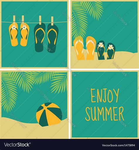 Summer Vacation Greeting Cards Collection Vector Image