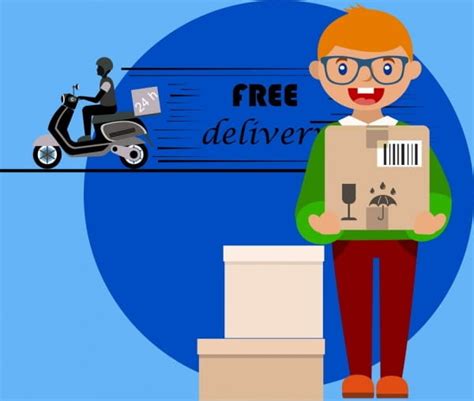 Free Delivery Banner Delivering Boy Icon Colored Design Eps Ai Vector