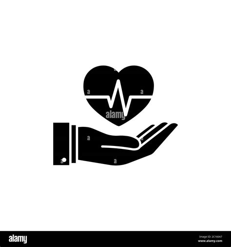 Hand Heart Cardiogram Cardiology Icon Vector On Isolated White