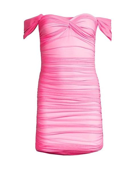 Norma Kamali Walter Off The Shoulder Ruched Minidress In Pink Lyst