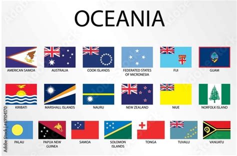 Then you know that the genre of music started with folks songs, ballads, and musical compositions from the generations of those who came over from england and scotland. Alphabetical Country Flags for the Continent of Oceania - Buy this ...