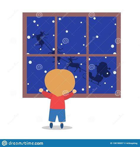 Little Boy Looking Out Of The Window Stock Vector Illustration Of