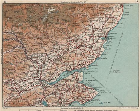 Scotland East Tayside And Fife Firth Of Tay Vintage Map Plan 1932 Old