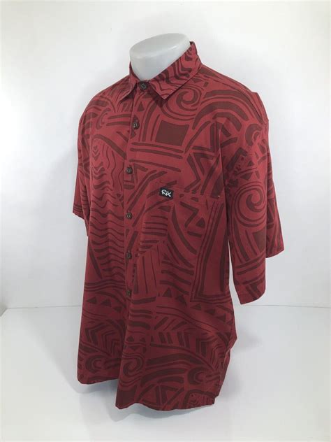 Rix Tribal Design Hawaiian Aloha Mens Xl Shirt Excellent Ebay