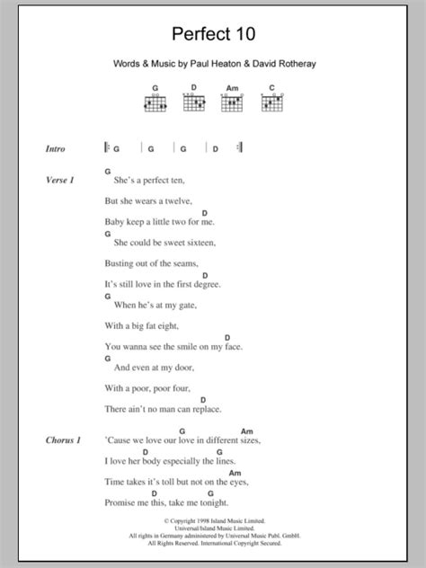 Perfect 10 by The Beautiful South - Guitar Chords/Lyrics - Guitar ...