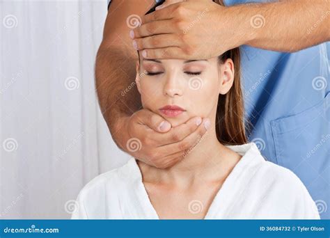 Masseuse Giving Head Massage To Woman Stock Photo Image Of Beautiful Female