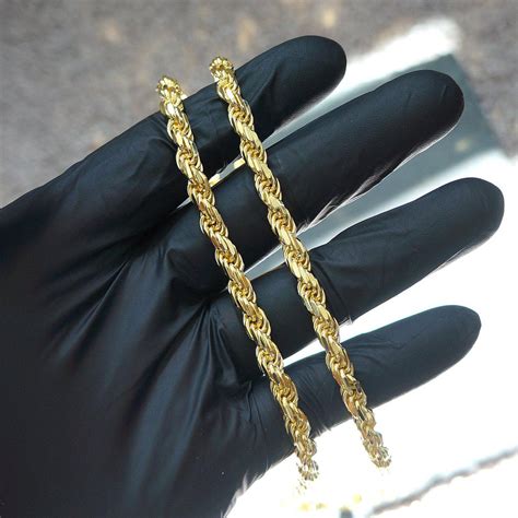 5mm Large 14k Gold Diamond Cut Rope Chain Jewelryfresh