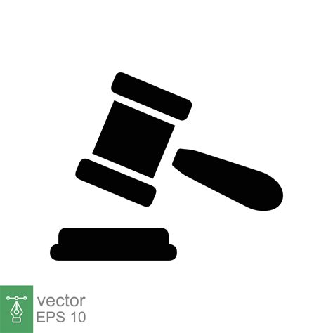 Law Icon Simple Flat Style Trial Hammer Bid Judge Gavel Symbol