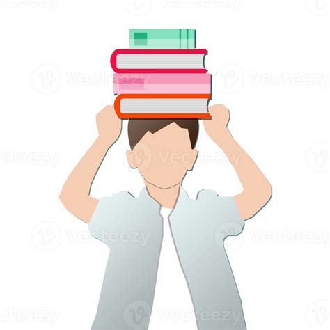 Boy Holding Stack Of Books 12594332 Png